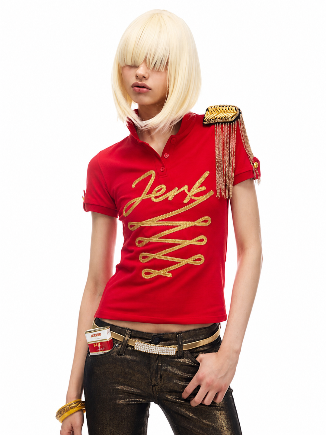NORGIRA Jerk Embroidered Polo — front epaulette detail