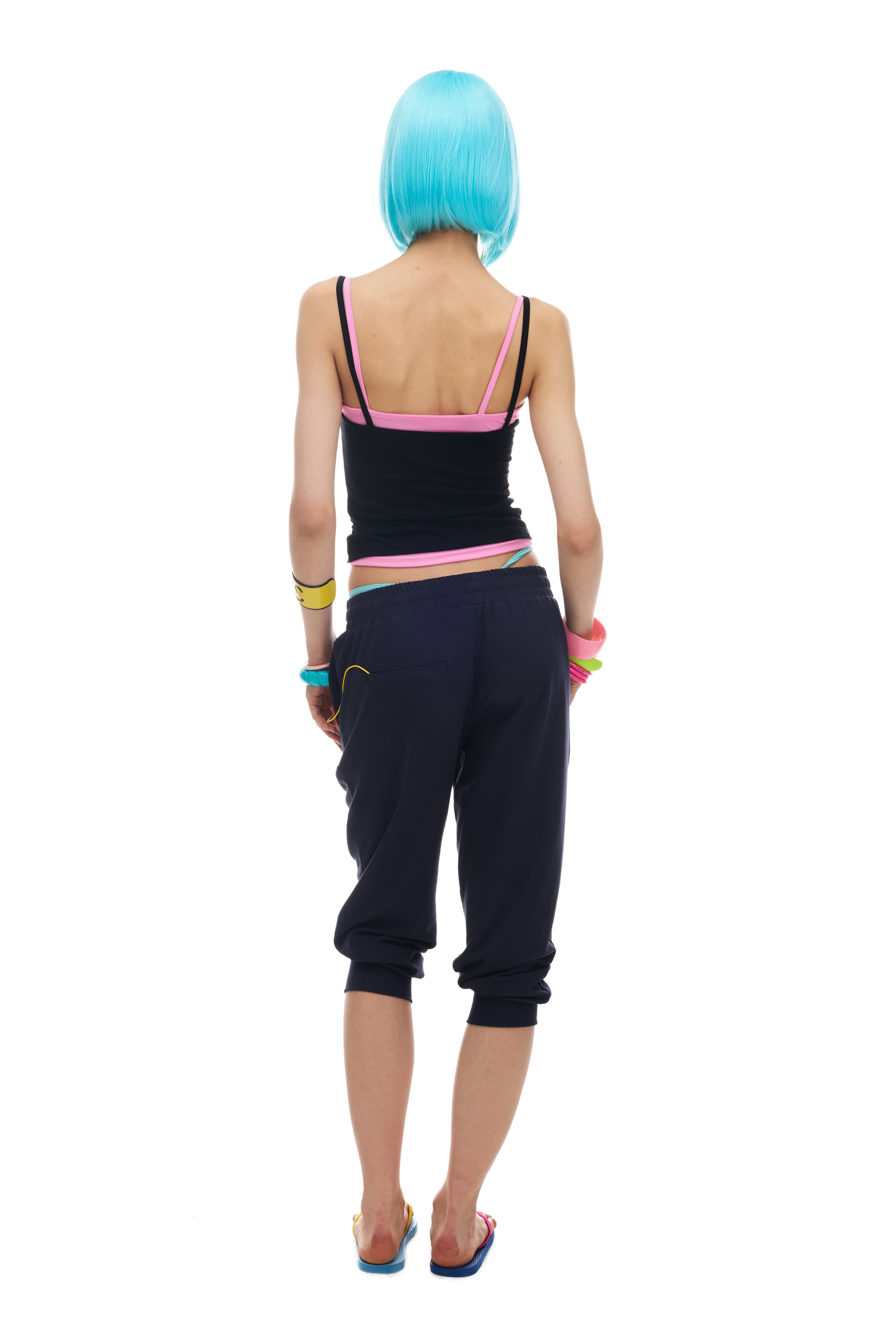 NORGIRA Colourful Lettering Slogan Full-Print Front, Drawstring Waist, Cropped, Slim-Fit, Lightweight Sweatpants
