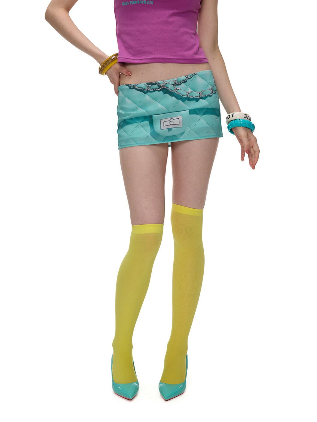QUILTED BAG SATIN MINI SKIRT — product image 4