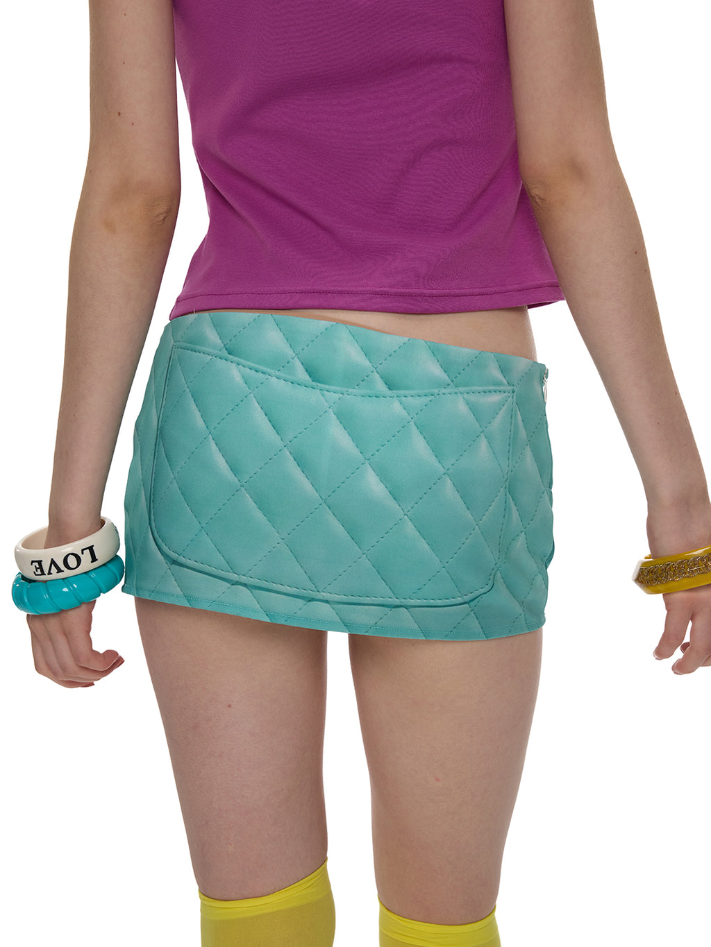 QUILTED BAG SATIN MINI SKIRT — detail image 9