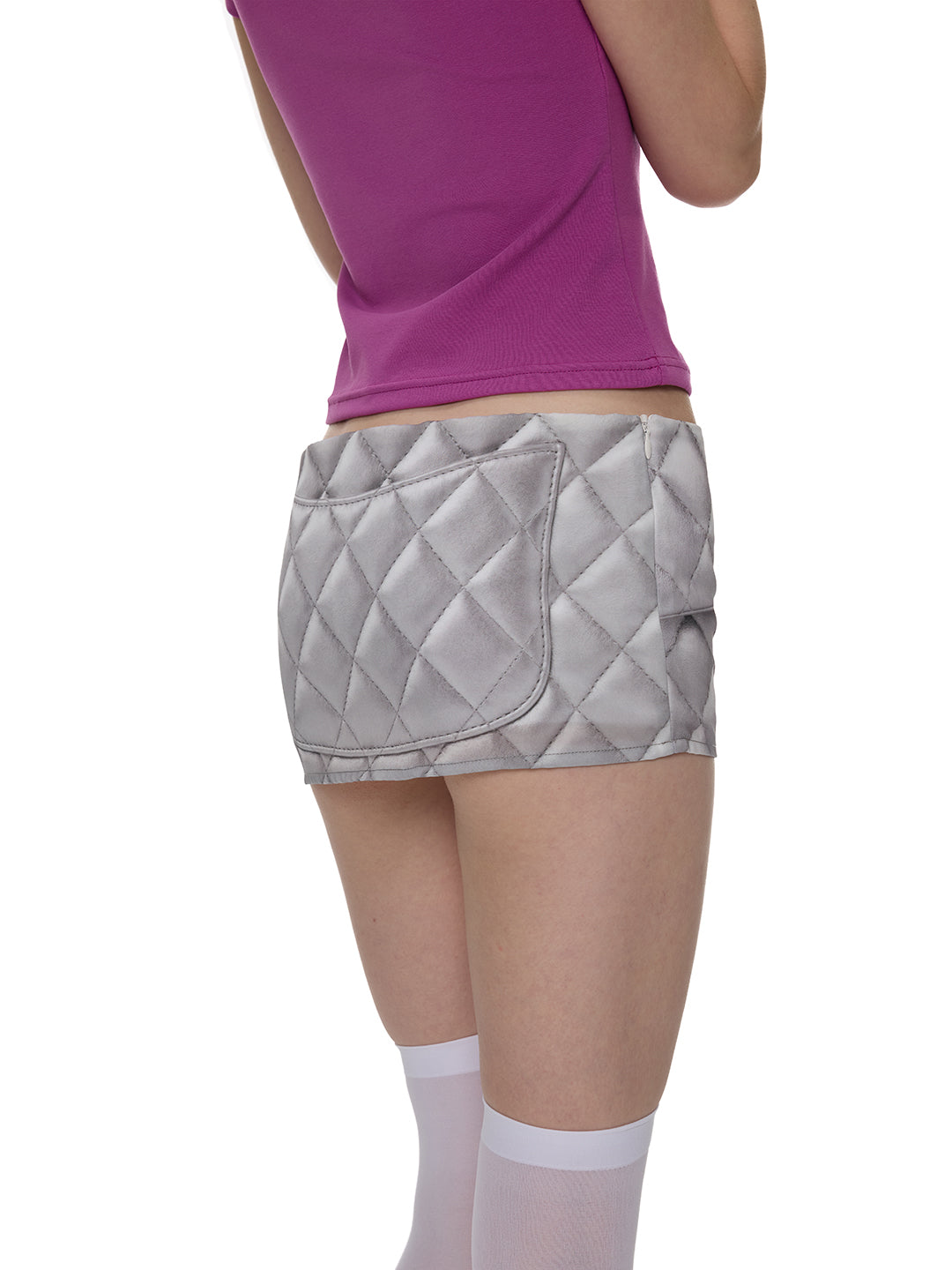 QUILTED BAG SATIN MINI SKIRT — detail image 13