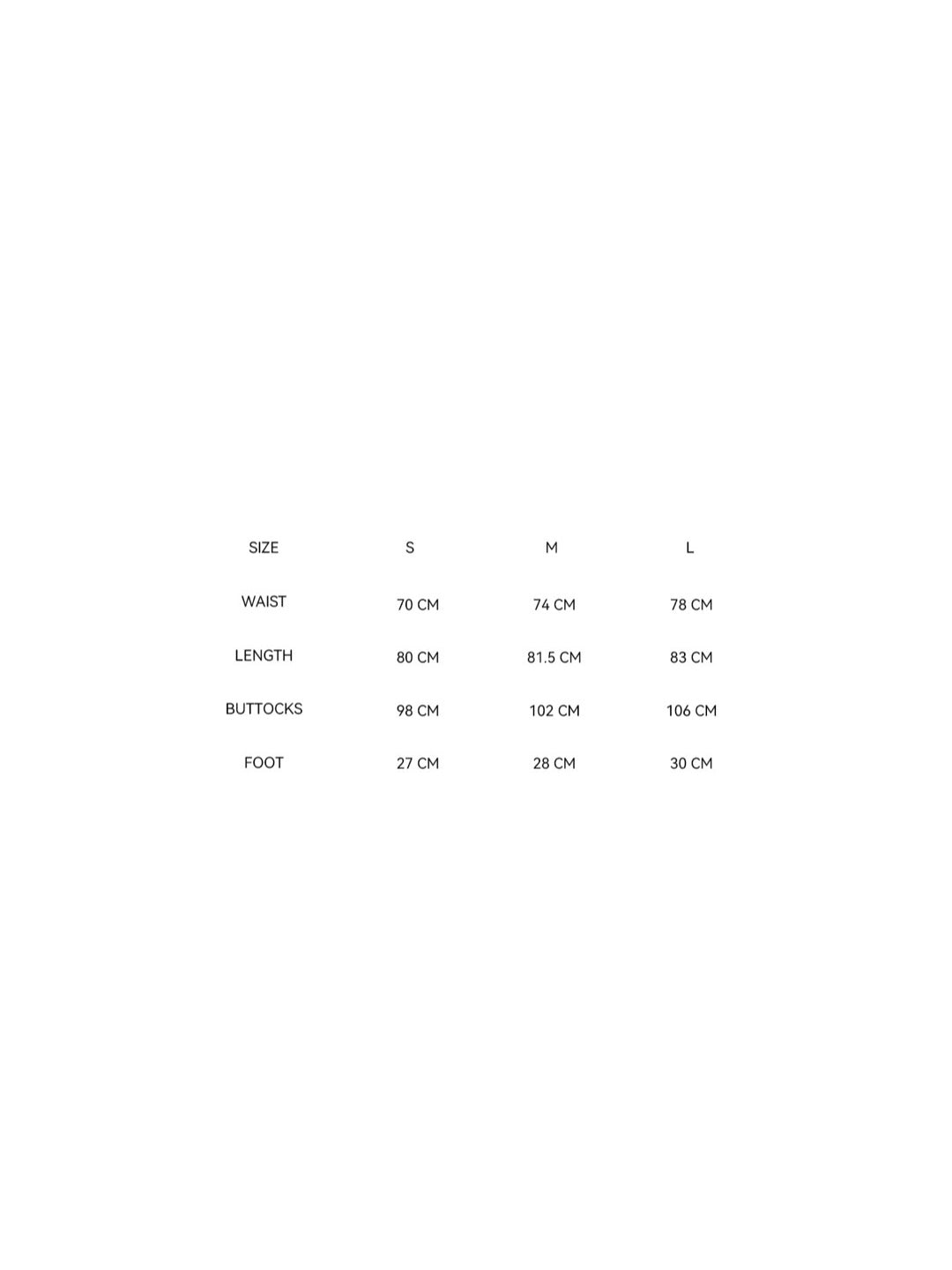 Size chart