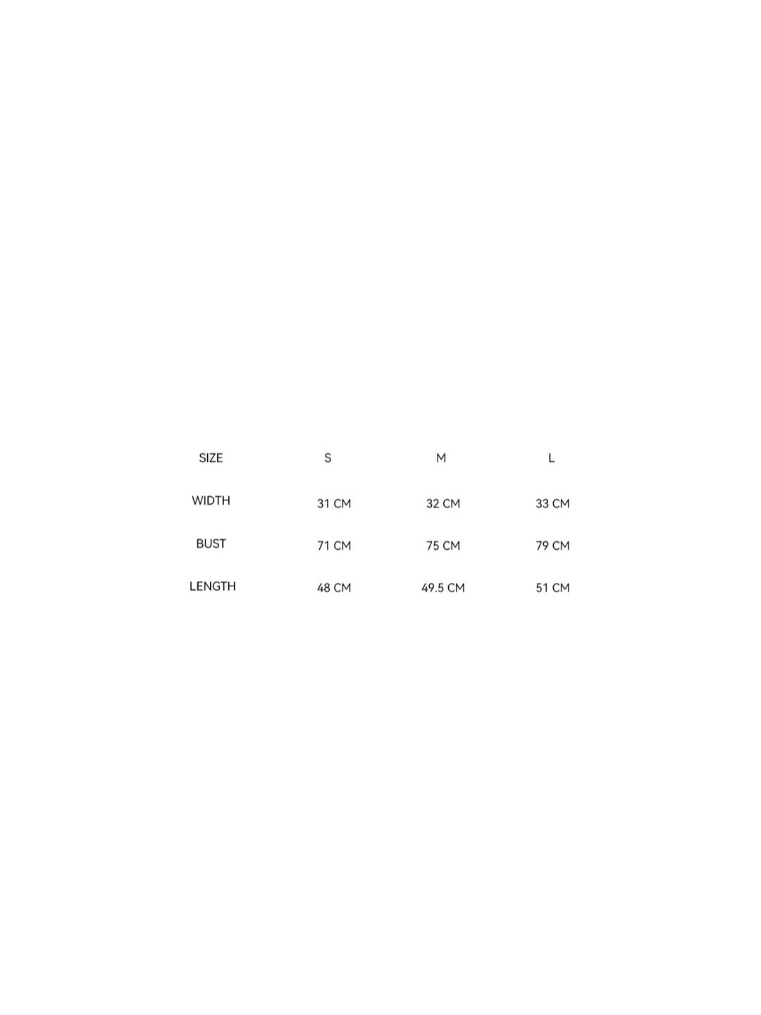 Size chart