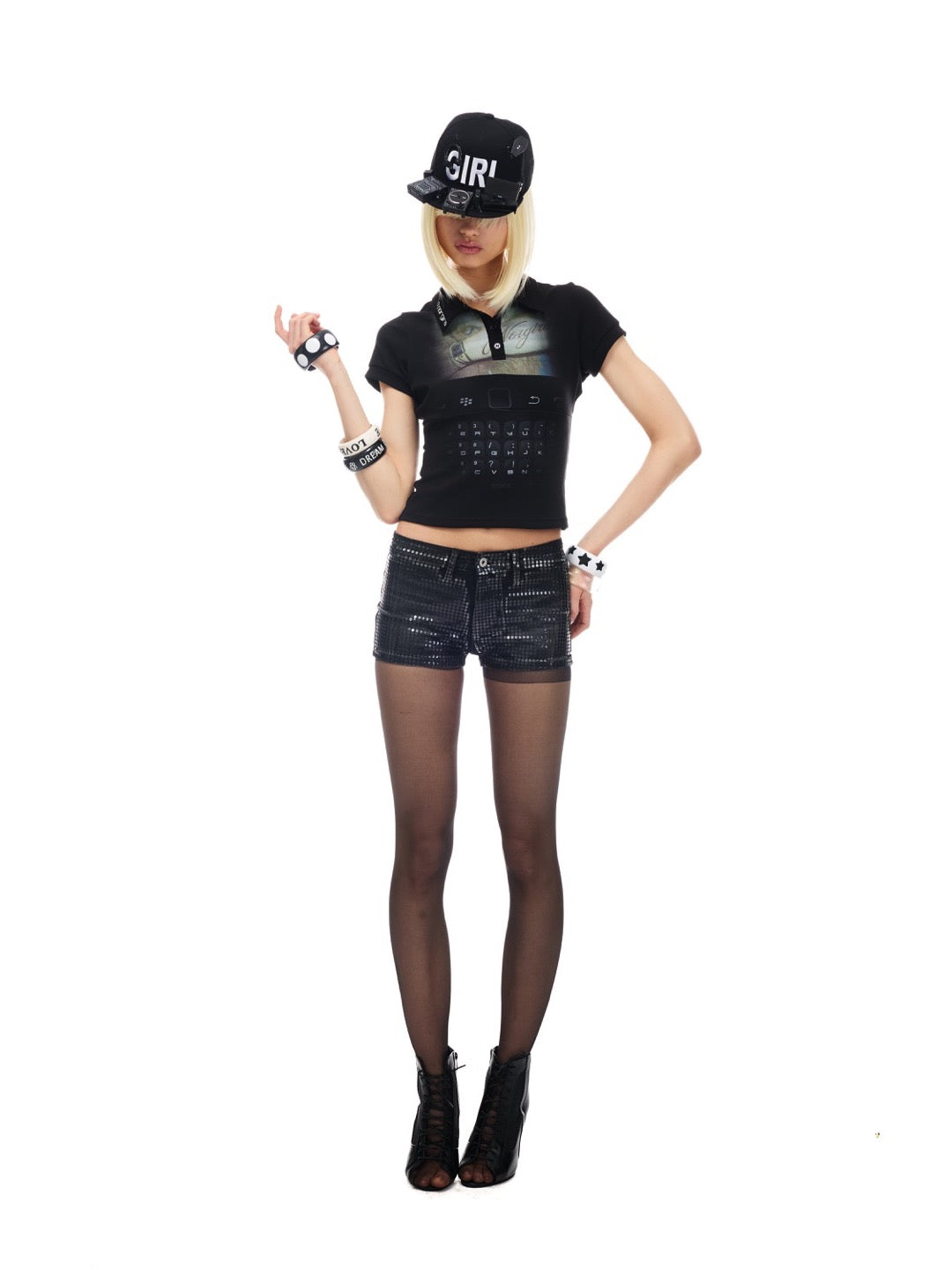 SEQUIN DENIM SHORTS
