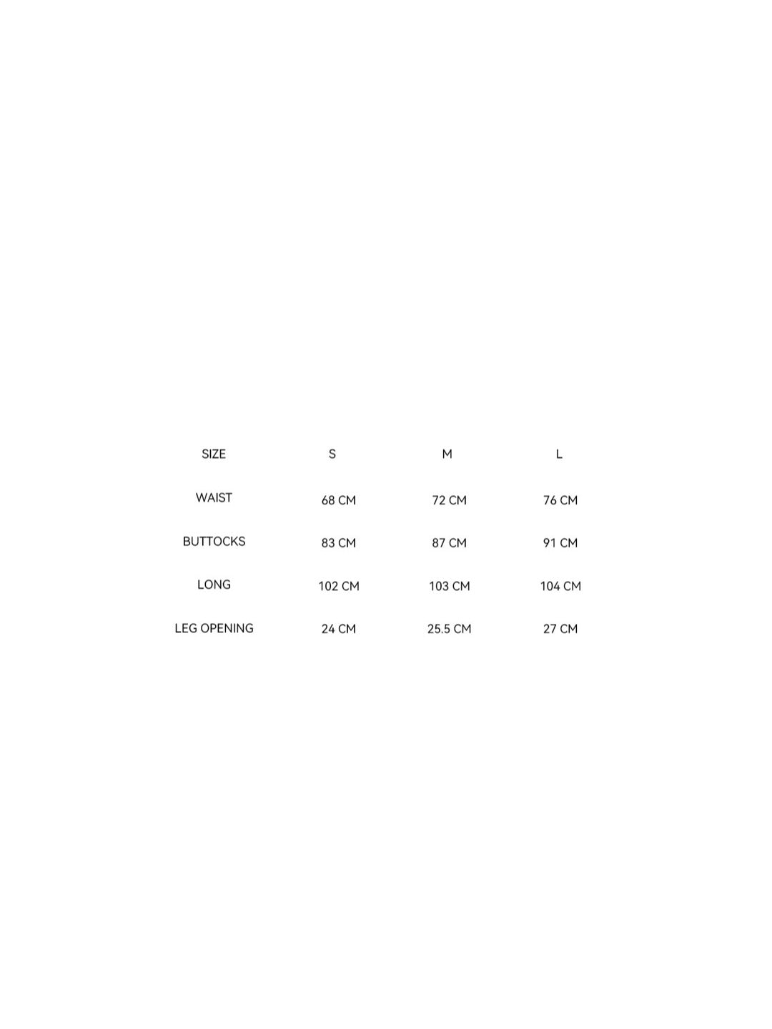 Size chart
